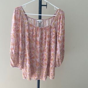 Lucky Brand Square Neck Floral Top Size Large